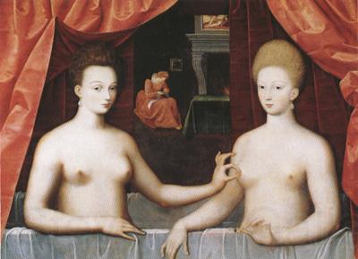 School of Fontainebleau Gabrielle d'Estrees and One of her Sisters in the Bath (mk08) Norge oil painting art